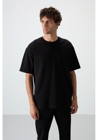 Resim Tommy Life Siyah Pamuklu Kalın Yumuşak Dokulu Oversize Fit Basic Erkek Eşofman Takım - 85251 Siyah 