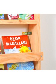Resim MiniWood Çocuk Odası Eğitici Montessori Mobilya Kitaplık Raf Duvar Rafı 5 Li 