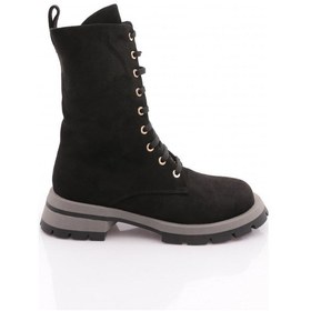 Resim Dgn 4004 Kadin Bağcikli Postal Bot Siyah Süet 