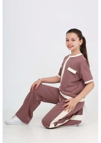 Resim Modanino Kız Çocuk Double Face Kumaş Alt-üst Takım 7-12 Yaş 12667blt Gül Kurusu 