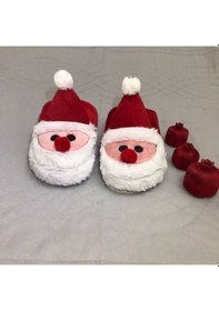 Resim Bykujo Yılbaşı Noel Baba Temalı Kırmızı Beyaz Kadın Ev Terliği Beyaz - Kırmızı 