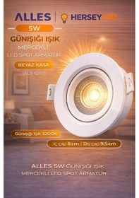 Resim Alles 5w Günışığı Mercekli Led Spot Beyaz Kasa Gün Işığı 