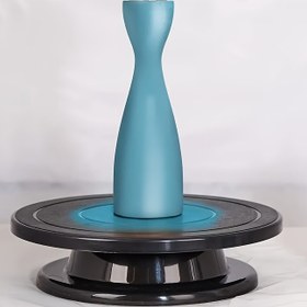 Resim 1pc İlkbahar Mevsimi Siyah PP Kek Döner Tablası - Dönen Tatlı Gösterim Standı, Ücretsiz Kek Dekorasyonu ve Fırın Aleti, Mutfak Aksesuarı DIY Sanatsal Yaratımlar için 