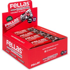 Resim FELLAS Yüksek Protein Bar - Hindistan Cevizli ve Kakaolu 45g X 12 