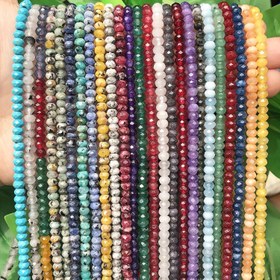 Resim 110 adet 3x5mm Doğal Taş Fasetli Kırmızı Yakut Akuamarin Safir Boncuk Takı Yapımı İçin Kendin Yap Özel Benzersiz Moda Bilezik Kolye Boncuklu Aksesuarlar 