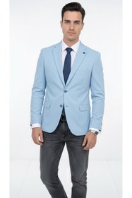 Resim Plus Scorpion Slim Fit Mikro Desenli Erkek Ceket Yazlık Pike Kumaş Çift Yırtmaç Blazer 