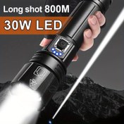 Resim 1 adet En Güçlü LED El Feneri, USB Şarj Edilebilir Flash Işığı, Yüksek Güçlü El Feneri Taktiksel Uzun Atış El Lambası 
