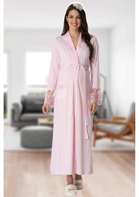 Resim Mecit Pijama Mecit 5413 Bayan Pembe Uzun Sabahlık Pembe 