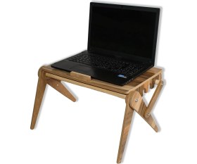 Resim Katlanabilir Ahşap Laptop Standı Sehpası Masası Notebook Standı Bilgisayar Yükselticisi 