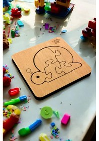 Resim Plywood Ahşap Boyanabilir Çocuklar Puzzle Salyangoz Boya Setli 