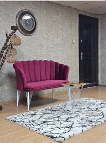 Resim Zafir İkili Beyaz Boyalı Tel Ayak Papatya Çay Seti Koltuk Takımı , Balkon, Salon, Ofis, Cafe Koltuk Takımı Bordo 