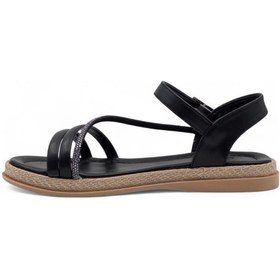 Resim Kaygısız Yan Atkılı Taşlı Kadın Sandalet Siyah 