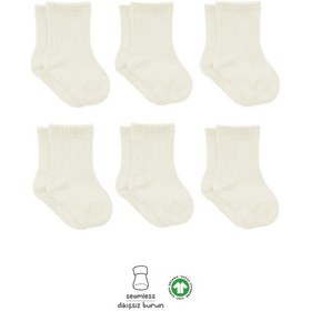 Resim Bistyle 6lı Penye Düz Soket Çorap Bs6008 Ekru 001 