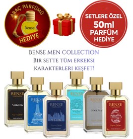 Resim Bense Men Collection 6’lı Erkek Parfüm Seti – Araç Kokusu + 50 ml Hediye Parfüm 