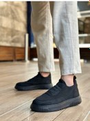 Resim Ba0911 Özel Örme Triko Deri Tozu Detaylı Günlük Spor Ayakkabı Siyah 