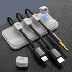 Resim 5 Adet Manyetik Kablo Yönetim Klipsi - Lightning, USB-C & Micro Kablolar için Çok Yönlü Masa Kablo Düzenleyici - Ahşap, Mermer, Metal, Cam'a Yapışır - Gri/Siyah/Mavi, Kablo Tutucu 