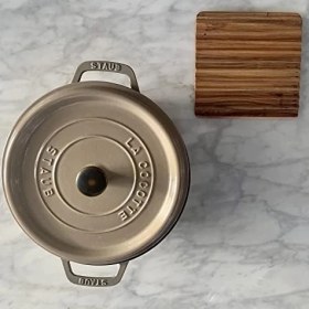 Resim Trivet, 2'li Set Akasya Ahşap Bulaşıklık 