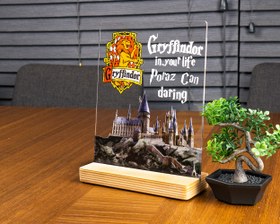 Resim Kişiye Özel Pleksi Şeffaf Tablo Hogwarts Gryffindor Binası Harry Potter Hediyesi 