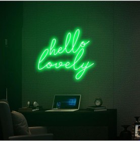 Resim Hello Lovely Yazılı Neon Tabela Yeşil 