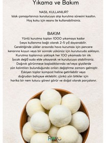 Resim Yün Çamaşır Kurutma Makinası Topu 3 Adet Xl %100 Organik Renkli 
