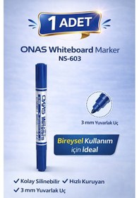 Resim Onas Whiteboard Marker Ns-603 Mavi Tahta Kalemi 3 Mm Yuvarlak Uç 1 Adet Diğer 