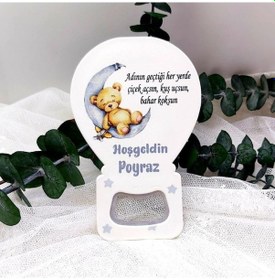 Resim Yeni Doğan Bebek Buzdolabı Magnet Yıldızda Uyuyan Ayıcı 30 Adet 