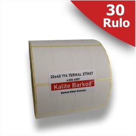 Resim Kalite Barkod 20x40 Yanyana 4'lü Termal Etiket | 30 Rulo Barkod Etiket | 