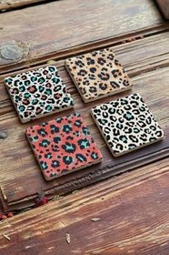 Resim Oscar Stone Decor Baskılı Doğaltaş 4'Lü Set Desen Tile Bardak Altlığı 4Dsn-279 