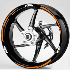 Resim Beyaz Ktm Yazılı 3 Parçalı Reflektif Turuncu Jant Şeridi 