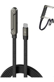 Resim Online Home Market 240W Ultra Hızlı Type-C Şarj Data Kablosu Katlanabilir Standlı Ergonomik Tasarım 1.5M Örgülü 