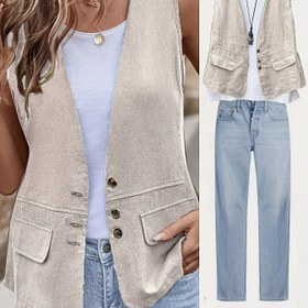 Resim Moda Kadınlar için Fermuarlı Cep Süsü ile Kolsuz Yelek 