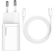 Resim Baseus Super Si TZCCSUP-B02 PD 20W Güç Adaptörü Ve 2.3A USB-C to Lightning Şarj Kablosu 1m Baseus