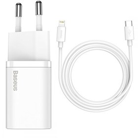 Resim Baseus Super Si TZCCSUP-B02 PD 20W Güç Adaptörü Ve 2.3A USB-C to Lightning Şarj Kablosu 1m Baseus