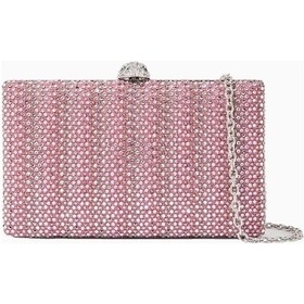 Resim Kurt Geiger Crystal Kensington Taşlı Lüks Tasarım Kadın Clutch Çanta Pembe 