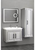 Resim Milano 80 Cm Banyo Dolabi Mercekli Led Ayna - Gri (Boy Dolap Dahil) Çok Renkli 