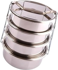 Resim Paslanmaz Çelik 4lü Sefer Tası 2Litre 2-4 Kişilik Yemek Taşıma Kabı 500ml x4 Kab Isıtılabilir Taslar 