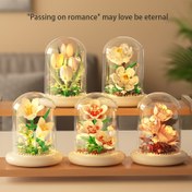 Resim 5D DIY Puzzle Çiçek Buketi Yapma Seti, Şeffaf Kubbeler ve LED Taban, Eğitici Montaj Oyuncak, Öğretmen Günü ve Sevgililer Günü Hediyesi, ABS Malzeme, Çok Renk Seçeneği 