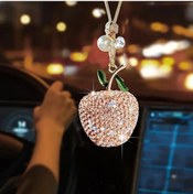 Resim Willowhaven Işıltılı Kristalli Elma Tasarımı Oto Aksesuarı - Hafif Altın Renk Dikiz Aynası Süsü - Zarif Bayanlar İçin Doğum Günü Hediyesi 