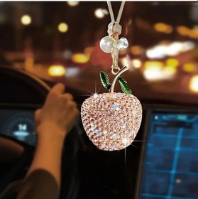 Resim Willowhaven Işıltılı Kristalli Elma Tasarımı Oto Aksesuarı - Hafif Altın Renk Dikiz Aynası Süsü - Zarif Bayanlar İçin Doğum Günü Hediyesi 