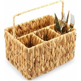 Resim Hasır Tezgahüstü Kaşıklık , Askılıklı 4 Bölmeli Sarı 