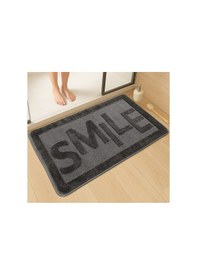 Resim Doğal Kaymaz Taban Banyo Paspas Uzun Ömürlü Yumuşak Dokulu Su Emici Yıkanabilir Smile 60x100 Antrasit 