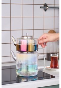 Resim Karaca Flat Borosilikat Cam Midi Çaydanlık Luster 