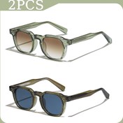 Resim 2 Adet Vintage Kare Moda Gözlük - CP+PC Çerçeve, Retro Renkli Gradyan Lensler, Geniş Uyum (>139mm) Erkek Modası için, Sokak Giyimi, Festivaller & Partiler - Paskalya/Sevgililer Günü/Mardi Gras Hediyeleri, Vintage Gözlükler, Parti Gözlüğü, Dekoratif Gözlük, Aksesuarlar, Şık Tasarım, Hediye Alıcıları 