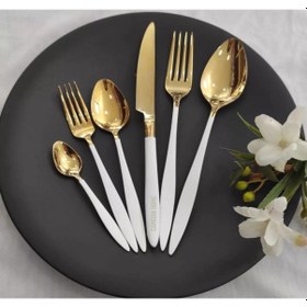 Resim 36 Parça Carmen Beyaz Gold Çatal Kaşık Bıçak Seti Beyaz Gold 