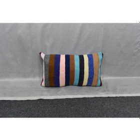 Resim Zehra Abla Halı Yeni El Dokuma Dekoratif Lumbar Kilim Kırlent Yastık Kılıfı 6134 