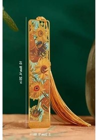 Resim Van Gogh Temalı Metal Kitap Ayracı, Püsküllü Altın Renk 