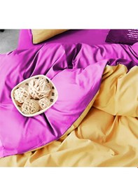 Resim Lastikli Çarşaflı Nevresim Takımı Tek Kişilik Sarı - Lila 