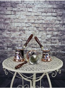 Resim Gül Çiçek Bakır 3 Lü Cezve Takımı 