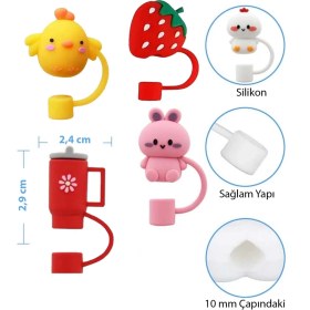 Resim Kelira Termos Uyumlu Ayıcık Aksesuar / Pipet Koruyucu / Silikon Pipet Ucu Kapak / 10mm Pipet Uyumlu / Tavuk 