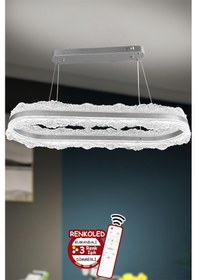 Resim 3 Renk Işıklı Kumandalı Modern Sarkıt Led Avize Salon ,oda ,mutfak ,hol Yemek Masası90cm Çiçek Antrasit Gümüş 